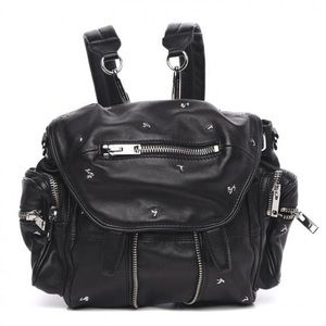 ALEXANDER WANG Lambskin Rose Studded Mini Marti Convertible Backpack Black